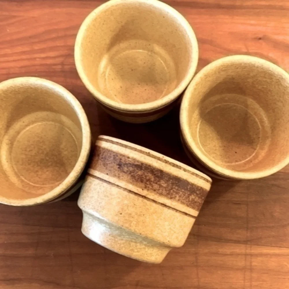 Pottery set of 4 sipping goblets made in the USA CRAFT pottery like new
